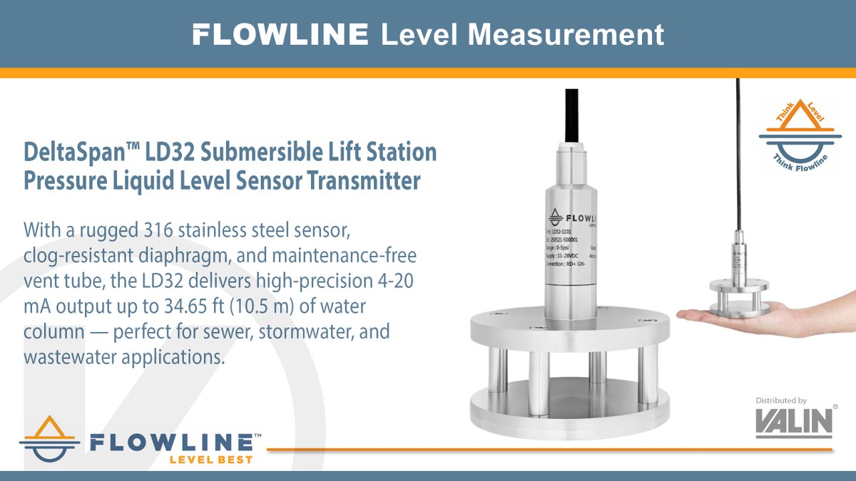 Meet Flowline's DeltaSpan LD32, a rugged submersible liquid level transmitter for lift stations &amp; #wastewater. Continuous 4-20 mA output, clog-resistant design, &amp; surge protection help you stay accurate.

👉okt.to/QzYaJw

#FluidLevel #LevelMeasurement

<a href="/flowlinelevel/">Flowline, Inc.</a>
