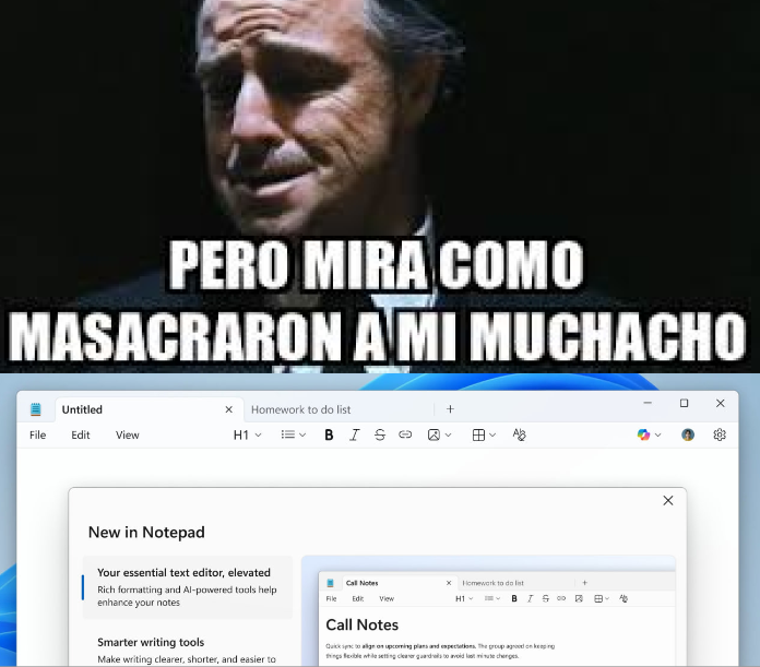 xdoofy92's tweet photo. El nuevo bloc de notas.... para que tanta BASURA si es un bloc de NOTAS, fuentes en negritas, cursivas, tablas... WTF en que momento una "nota" lleva tanta mierd.... https://t.co/gqsxWyJj8s