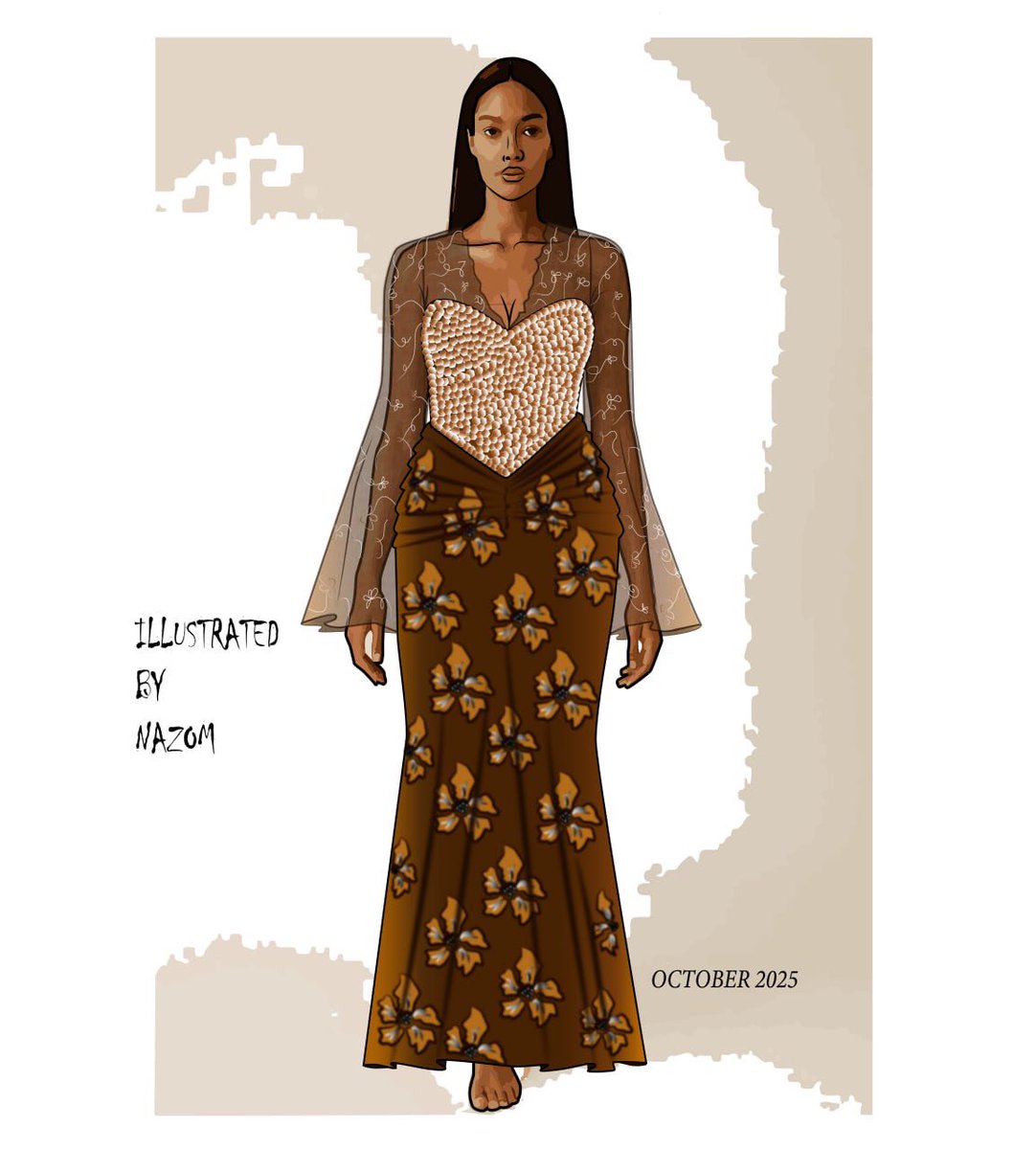 Chinazom_'s tweet photo. Did some Asoebi designs a while back and one thing I realized is detailing and proper representation is KEY. Clean lines won’t save a bad fashion illustration.  
If the garment logic is wrong, or if it isn’t even represented, everyone can feel it. https://t.co/fDqKMTQMTO