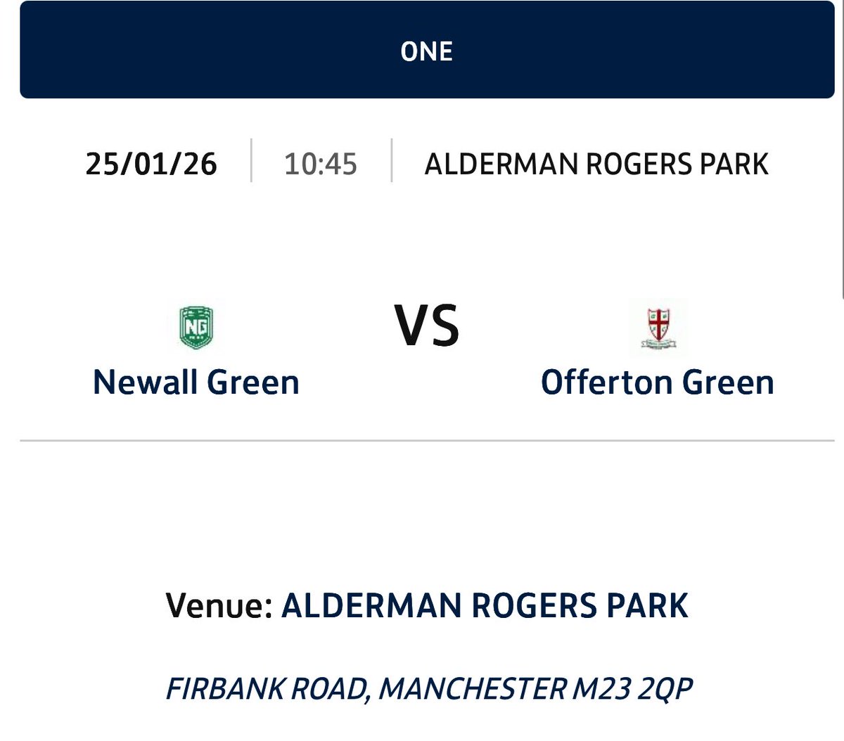 Huge game Sunday &amp; won’t be easy away to Newall Green. Should be another good game and one we’re looking to secure 3 points💚

🆚 <a href="/NewallGreenfc/">Newall Green FC</a> 
🏟️Alderman Rogers Park, M23 2QP
🕣10.45am
🏆SDSFL - Match Day 12

#ohwhenthegreen