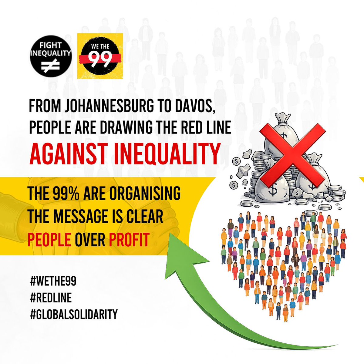 JoyOboyi's tweet image. From Johannesburg to Davos, the 99% are organizing.
The message is clear: people over profit.
#WeThe99 #RedLine #GlobalSolidarity