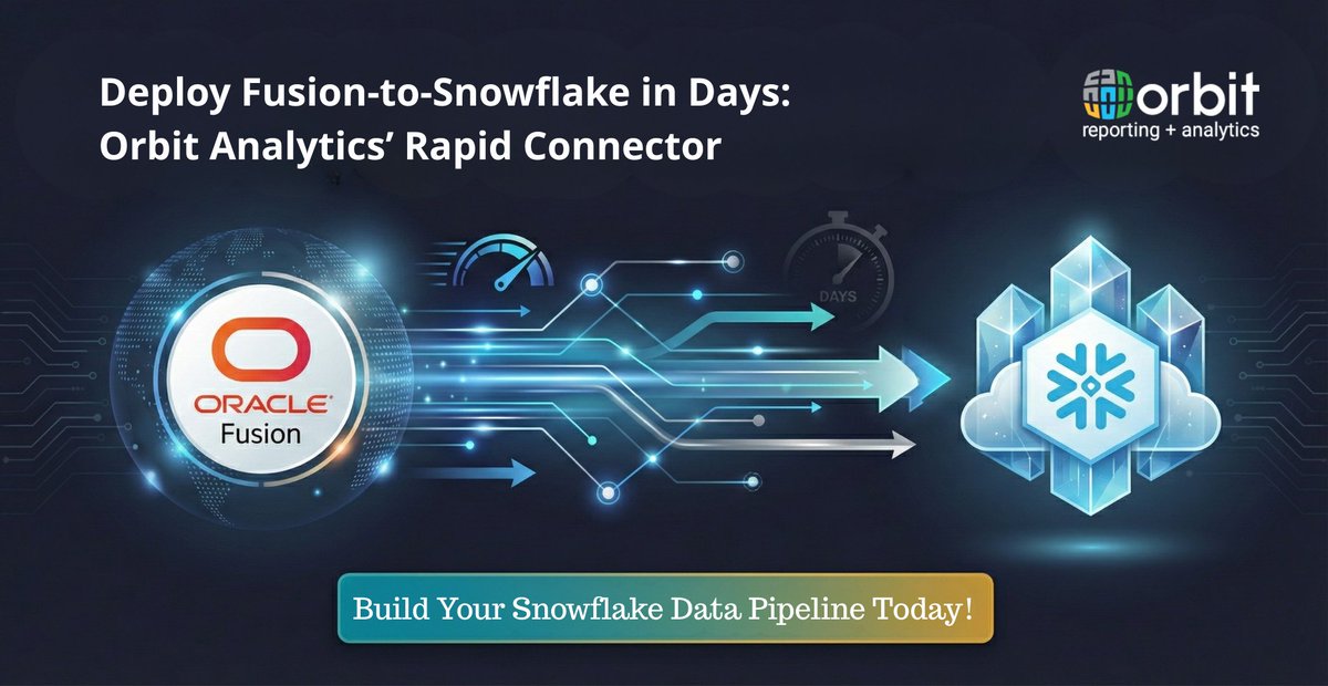 Building #Snowflake pipelines from #OracleFusion doesn’t need months. With #OrbitAnalytics, deploy enterprise-grade ERP-to-Snowflake connectors in days. Automated extraction, CDC, analytics-ready tables, zero manual SQL. Modernize your data hub: hubs.la/Q03_RLp40