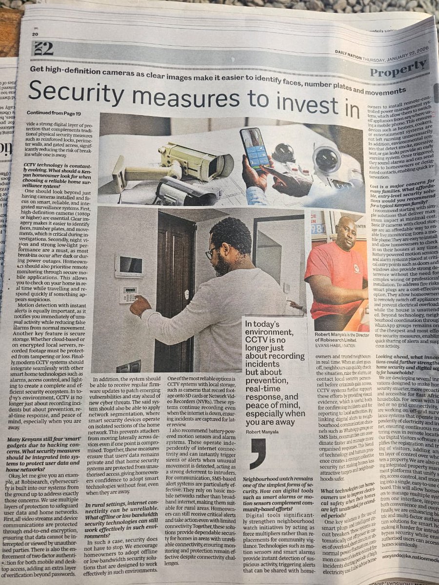 Dreamerz08's tweet photo. CCTV is no longer just about recording incidents, but about prevention and peace of mind.Great insights in today's Property section on blending technology with human oversight to keep our homes secure.
@Robisearch
Cyrus Jirongo
Palmer
Mudavadi
#TECHFIT https://t.co/di53XVtvsJ