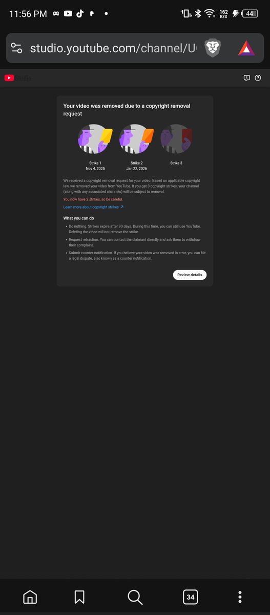 realolivesouch's tweet photo. Oh great, not again. If I get 3rd strike on YouTube, then I'm gone. Another red flag right now. And yes, I'm currently sending an email request to the owner of that video to fix that. And I don't want to get my channel terminated.

@TeamYouTube, You don't know what's going on. https://t.co/IPvSG3GjJ9