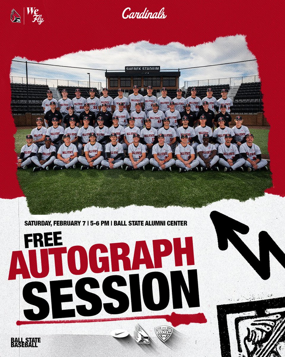 BallStateBB's tweet image. Join us for a free autograph session as our team will be signing schedule posters on February 7th from 5 to 6pm at the alumni center!