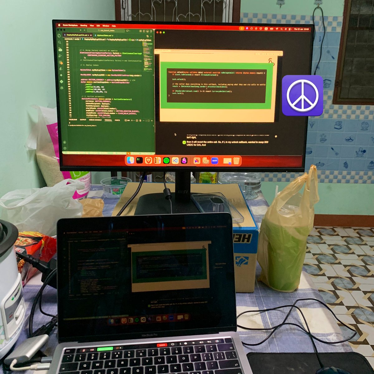 Recently moved into my new home and currently attending <a href="/AtriumAcademy/">Atrium Academy</a> UHI8- <a href="/Uniswap/">Uniswap Labs 🦄</a> Hook Incubator 8. What do you think of my setup?