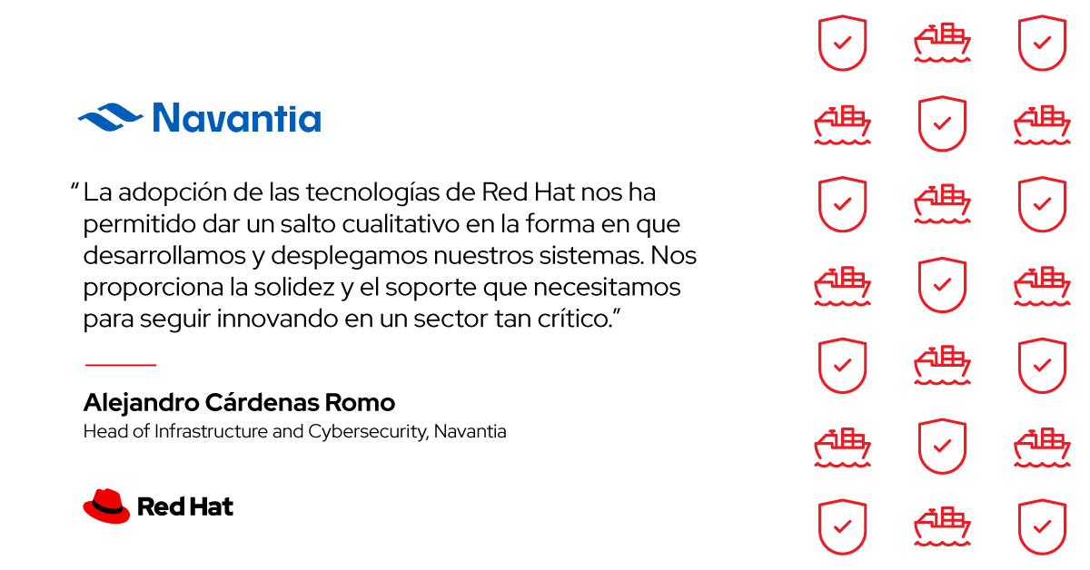 <a href="/NavantiaOficial/">Navantia</a> moderniza sistemas navales críticos con Red Hat.
OpenShift, RHEL y Device Edge permiten estandarizar, automatizar y operar con resiliencia incluso en entornos desconectados. Tecnología pensada para durar décadas. ⚓
👉 Más info: red.ht/49EG5zm