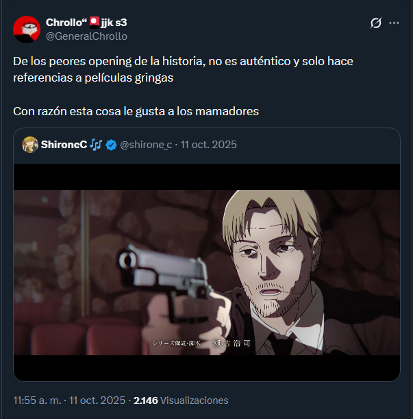 ChifuyuMatsun0's tweet image. Ahora le gustan las referencias gringas al hipochoclo