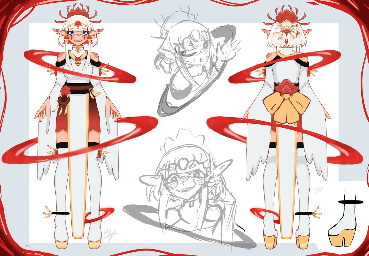 With the upcoming Debut of my V3 Design I have realized that I will never finish this. So I guess you can have my WIP - never to be finished - V2 Refsheet! 🐦🪐
#Vtuber