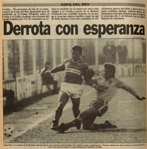 pauosorio40's tweet photo. 🏆Un dia com avui, fa 37 anys, la Unió Esportiva Lleida rebia al Camp d'Esports al Cádiz CF del "Mágico" González als setzens de final de la Copa. Els de Mané, que no estaven firmant una bona temporada, van caure per 1-3, però van exhibir el millor futbol de l'any. https://t.co/5x4tJex1CO