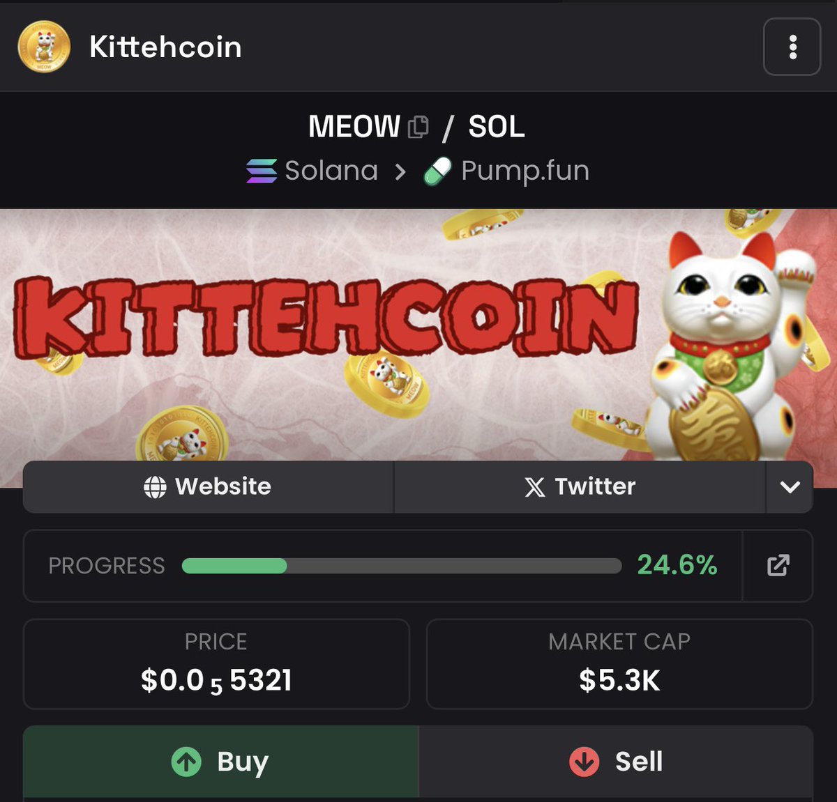 CABAL $MEOW launched 2 days ago ATH nearly $1M MC. OG $MEOW which launched 2 years ago just at $5K MC.

OG: 4NiNjxvEYwjvAGGGCeJaNthHfVdAe4y3kDfr74Rhpump

CABAL: pnTQ6ZdQTxb4v9PDXxi75ofy8rVfetVq8WEaiW6BAGS

🐱 Kittehcoin $MEOW — ✅ DEX updated for OG $MEOW