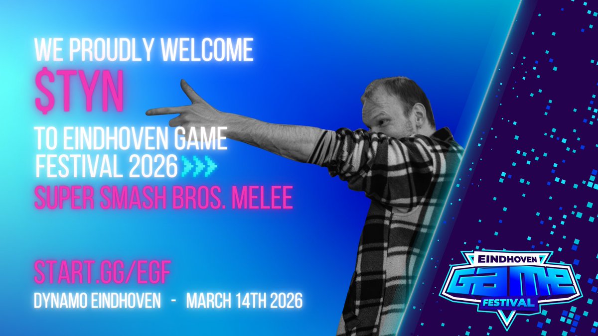 It's already time for our first player announcement!  We're proud to welcome <a href="/StijnBerents/">$TYN</a>, currently ranked #1 in the Netherlands and a force to be reckoned with. We can't wait to see them in Eindhoven on the 14th of March!

📅14th March 2026
🎮SSBM, SSBB, Rivals 2, Tekken 8