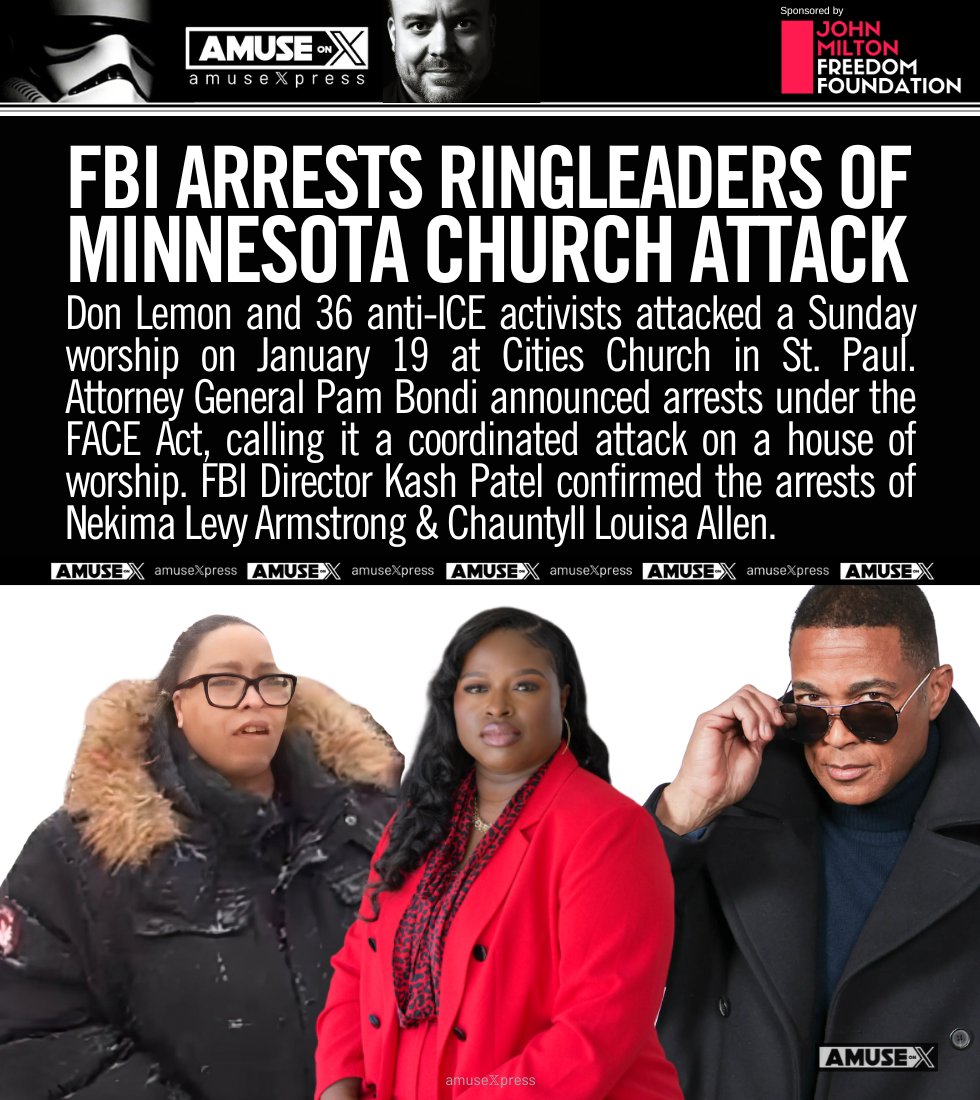 POLITICAL VIOLENCE: Federal arrests hit anti-ICE activists who stormed a St Paul church. DOJ charged the case under the FACE Act. Houses of worship are not protest props.

Federal prosecutors charged a January 19 disruption of worship at Cities Church in St Paul as a coordinated