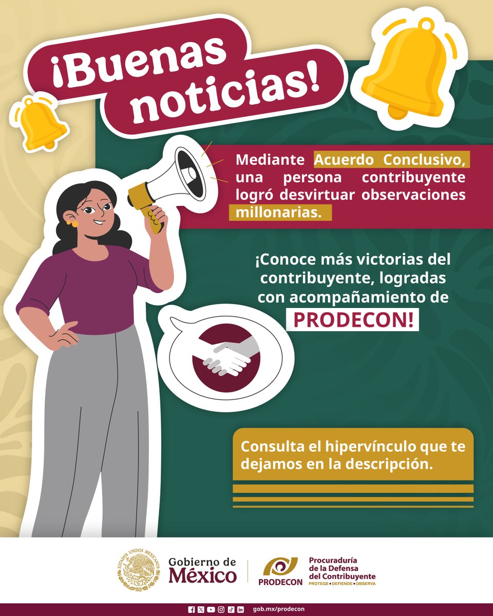 📒 En nuestra gaceta #TributandoAndo, encontrarás buenas noticias sobre #VictoriasDelContribuyente, ingresa a 👉🏻 bit.ly/4aQX3gj y conoce todos los detalles.🤩

Recuerda que si tienes cualquier contingencia fiscal ¡en #PRODECON podemos ayudarte!✨

#PorTiEstamosAquí