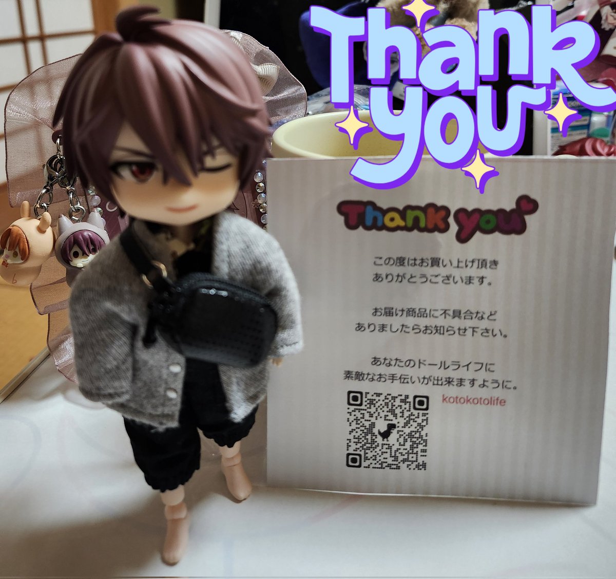 kotokotolife(<a href="/ekekoko/">kotokotolife</a>)様より素敵な鞄を購入させていただきました☺✨
凄く精巧に出来ていて、ちゃんと鞄の口が開くし、肩紐も柔らかい素材で、ドールに掛けやす！めちゃ、気に入りました😃✨ありがとうございます🥺✨
土曜日にお出かけするので、その時に持っていこう〜✨