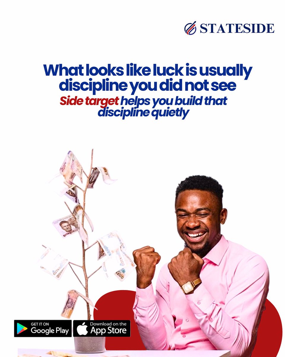 BankStateside's tweet photo. What looks like luck is often discipline built consistently over time. Stateside helps you build that discipline through smarter financial decisions.
#Stateside #digitalbanking #sidetarget #statesidebank https://t.co/Y2KcDo41V7