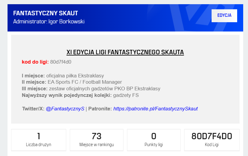 FantastycznyS's tweet photo. Oto jest dzień! 😇

Jak zawsze — zacznijcie zabawę z LOTTO #FantasyEkstraklasa, dołączając do naszej ligi. Niech mini-liga #FantastycznySkaut znów będzie największa dzięki Wam! 💛

👉 https://t.co/9EruzE8bBh https://t.co/421stAm0O6