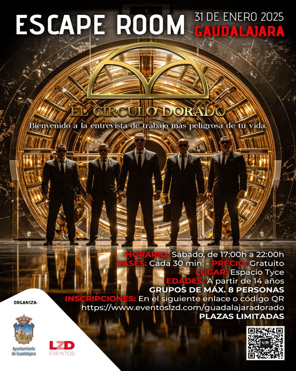 infojuvenil_GU's tweet photo. 🔐¿Estás preparado para la entrevista de trabajo más peligrosa de tu vida?🔐
Llega a Guadalajara el Escape Room EL CÍRCULO DORADO, una experiencia única donde solo los mejores lograrán salir… 🕶️💼
⚠️ Plazas limitadas
👉 Inscríbete 
https://t.co/QctIFTcJmO
¿Aceptas el reto? 🔑🔥 https://t.co/yjoQF20ngm