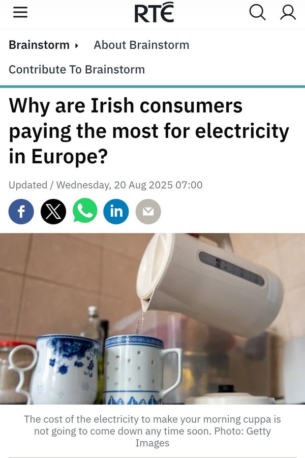 LastGael's tweet photo. We shut down Lanesborough. 

We shut down Shannonbridge.

No gas fields. Green party banned everything. 

Data centres are putting massive pressure on the grid, and we're building more of them.

Completely reliant on other countries for power.

This tweet is completely wrong. https://t.co/PVAo4YL7me