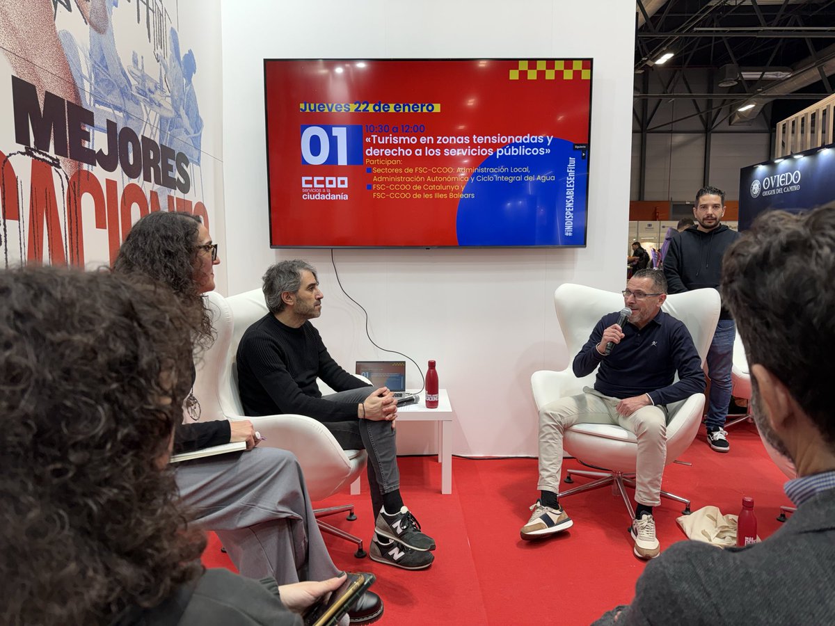 El nostre secretari ha participat a la Mesa «Turisme en zones tensionades i dret als serveis públics» a FITUR, on ha explicat com el turisme i la insularitat agreugen les dificultats de la població per viure a les Illes i garantir serveis públics de qualitat