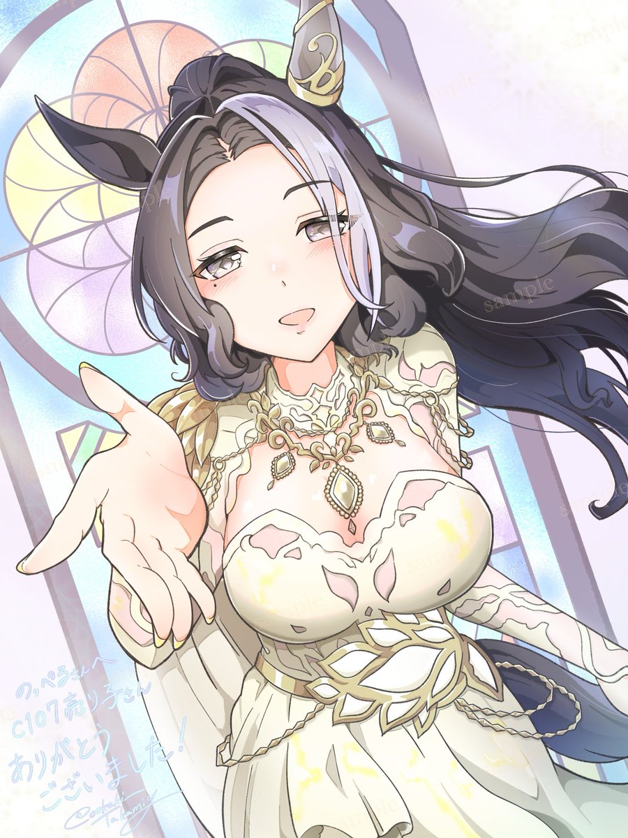 oekaki_Takamiy's tweet image. C107でめにしゅきトランセンドで
売り子をしたのっぺるさん（@_3__mon_ ）へ
お礼イラストの花嫁姿ラモーヌさんです💐

本当にありがとうございました〜🫶

※サンプル透かし有り
  掲載許可頂いてます