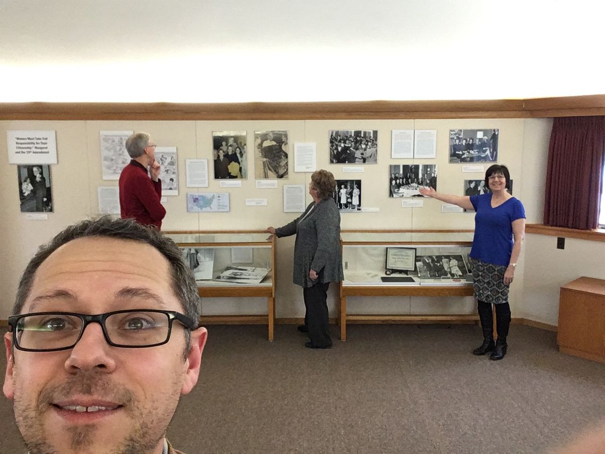 #TBT to a former social media photo the MCSL staff took #OTD to promote our exhibit on the 19th Amendment in 2019. We have lots of changes coming to our exhibit space in the near future!