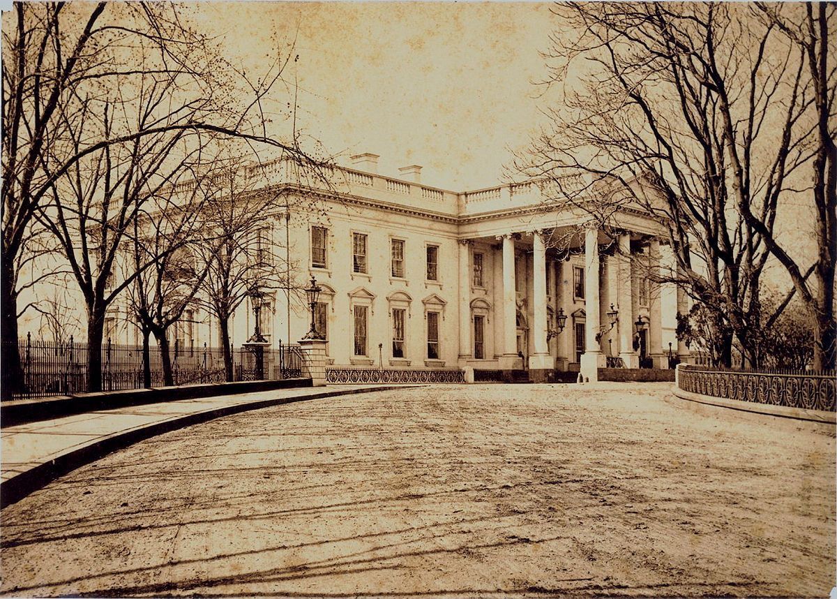 historycalendar's tweet image. North Drive of the White House, c. 1860s.