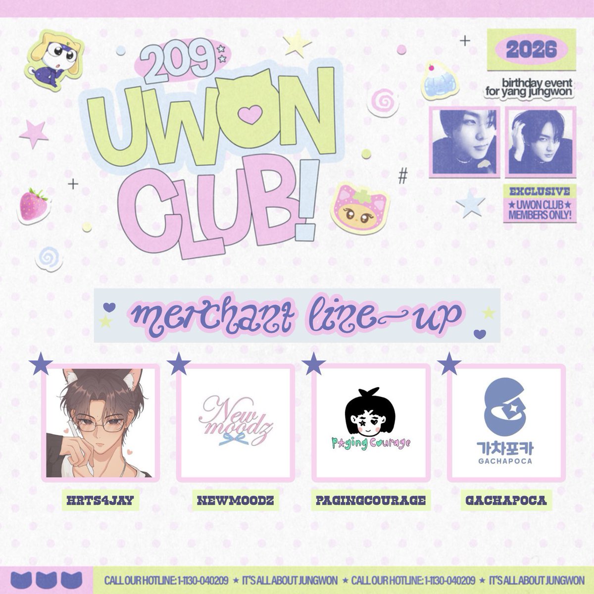 yjwszn's tweet photo. 📢 𝗰𝗮𝗹𝗹𝗶𝗻𝗴 𝗮𝗹𝗹 𝟮𝟬𝟵: 𝗨𝗪𝗢𝗡 𝗖𝗹𝘂𝗯 𝗺𝗲𝗺𝗯𝗲𝗿𝘀!

the wait is finally over! we are so excited to finally show you the special gift we’ve been preparing, plus the incredible merchant lineup joining us for this event! 🩵⭐️🩷🍏

we can’t wait to see you there!

★ #209_UWONCLUB #정원 #JUNGWON