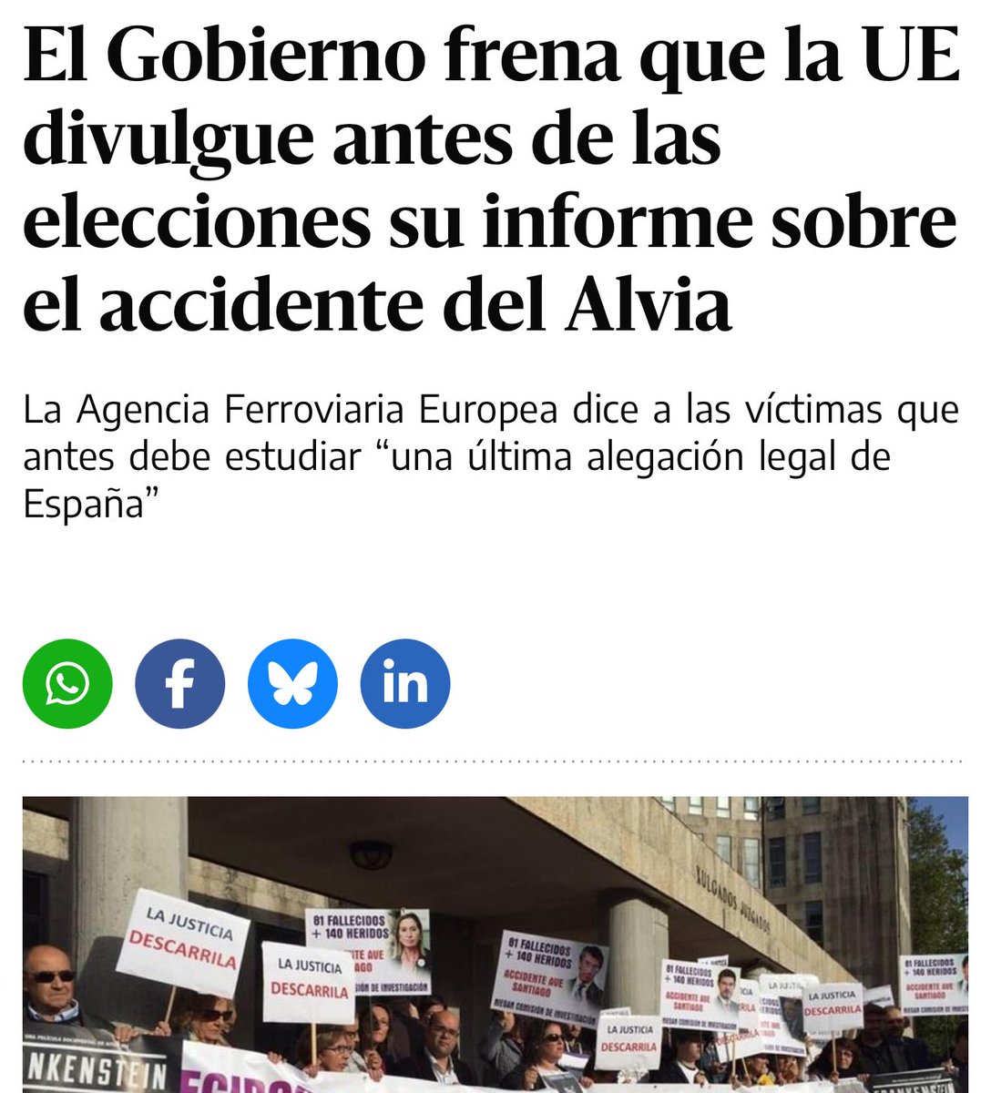 crispmarcote's tweet image. ¿Sabíais que el gobierno de Rajoy frenó que la Unión Europea divulgase el informe sobre el accidente del Alvia porque había elecciones generales del 26 de junio de 2016? 

Pues sí. Los que hoy van puros, el PP, presentaron una alegación de última hora que impidió que la Unión…