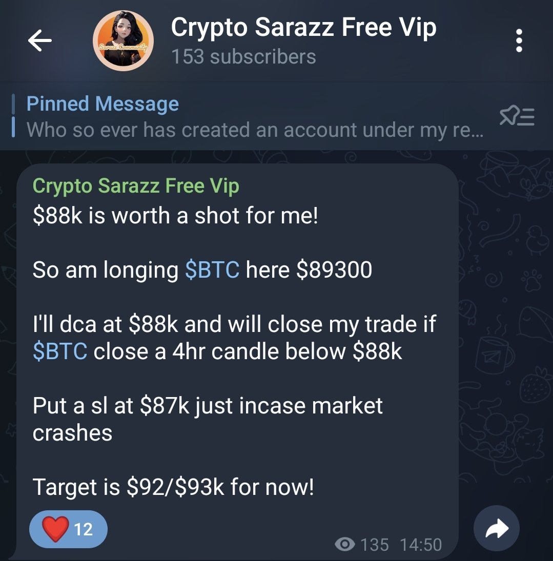 Saraz_07's tweet image. $BTC update!

No 4hr candle closed below $88k, and sl was also safe at $87k

We've averaged our entry to $88.6k. Target remains $93k 💕