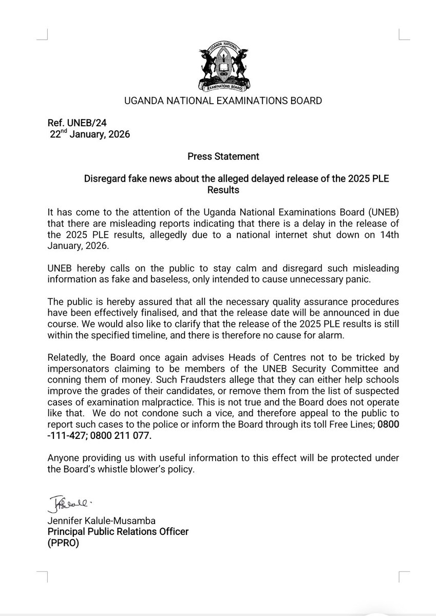 Uganda National Examinations Board tweet media