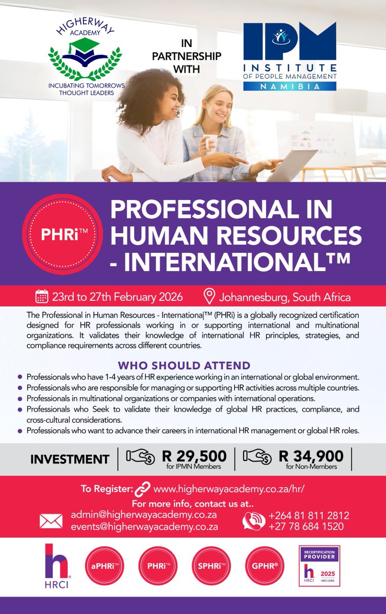 Proudly partnering with Higherway Academy to bring globally recognised PHRi certification to our HR community. Let’s grow, learn, and lead globally!