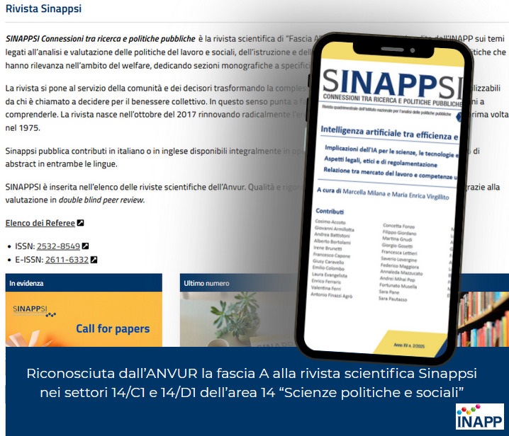 InappGov's tweet photo. #Sinappsi conquista la Fascia A! 
Un riconoscimento #ANVUR per la qualità scientifica e l’impatto della rivista #INAPP negli ambiti 14/C1 e 14/D1 - Sociologia.
Grazie agli autori, alle autrici e agli organi editoriali che hanno contribuito al risultato!👏
https://t.co/GoeAwArsfY https://t.co/vuStIWiyWL