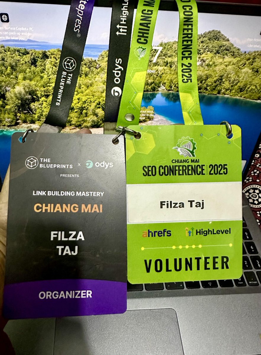 TajFilza's tweet photo. Looking back at these badges brings back incredible memories
🔹Link Building Mastery with The Blueprints × Odys
🔹Chiang Mai SEO Conference 2025, organized by Matt Diggity) was an unforgettable experience

To everyone I met, learned from, worked alongside – thank you #FilzaTaj https://t.co/NeRr58tcKH