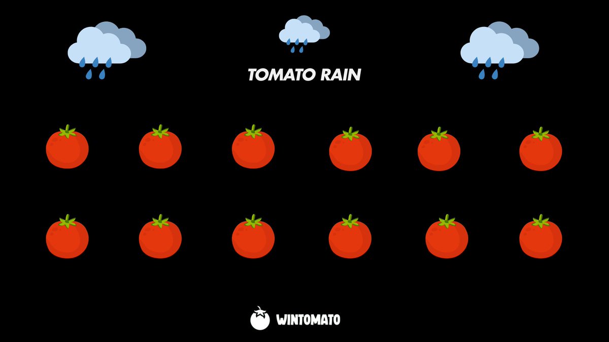 Tomato Rainy Day Contest 🍅🌧
Replay Your WinTomato Username and Win 30 Free Spins 🎰
📝 Rules
🔴 Like &amp; Retweet This Post
🔴 Reply WinTomato Username
🔴 Winners will be randomly selected on Tuesday

3 WINNERS - 30 Free Spins 🎰
#Crypto #cryptocurrencynews #CryptoCommunity