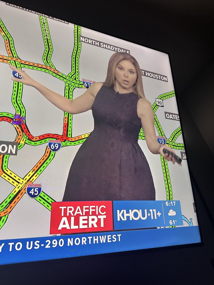 nick_lus's tweet photo. I’ve never seen a more stupid looking dress on a morning traffic report @JenReynaTV https://t.co/agYdp33Obj