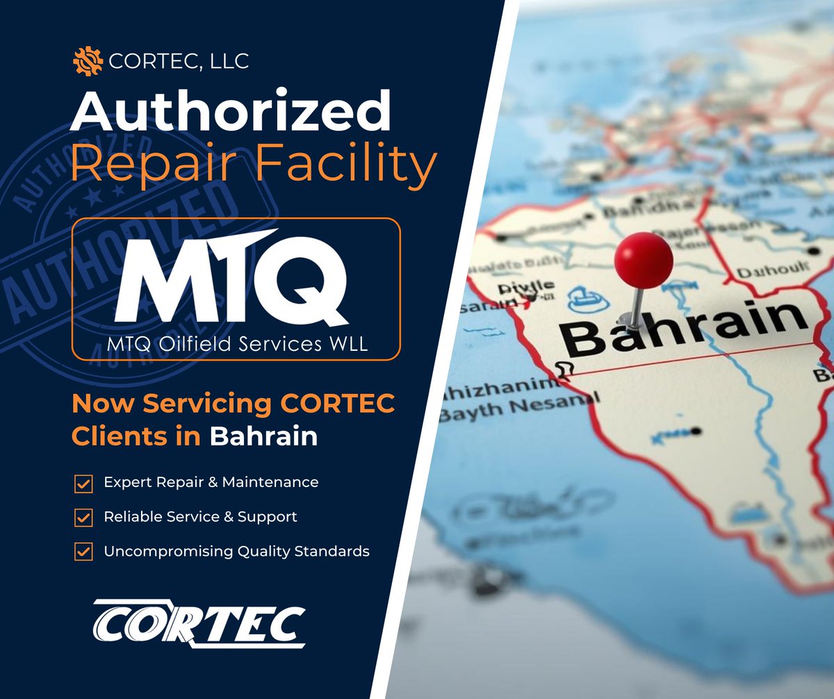 uscortec's tweet photo. We’re excited to welcome MTQ as CORTEC’s newest Authorized Repair Facility servicing the Bahrain region! Here’s to a successful partnership ahead! Welcome to the team, MTQ.

#CORTEC #Partnership #PowerChokes #Chokes #Valves #Automation #OilAndGas https://t.co/V2D0TMNBRR