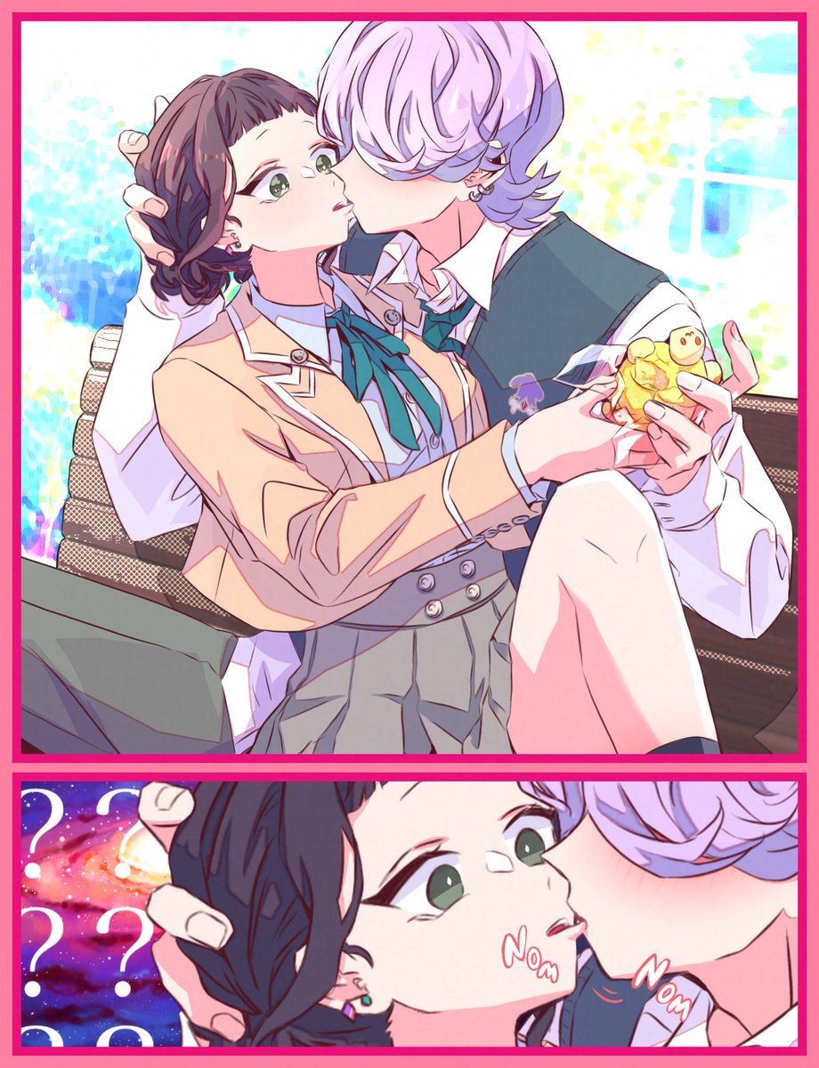 yosuo_0408's tweet image. She just said "do you want a bite?"
（High school AU）

#Zoeystery