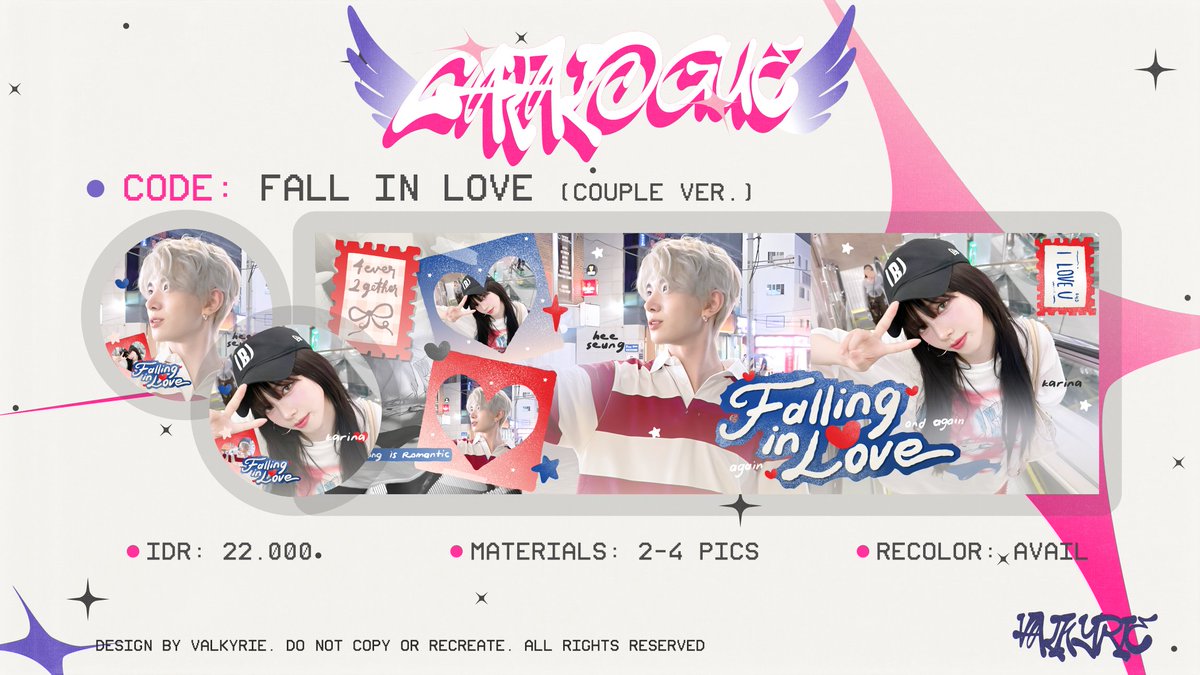 valkyriue's tweet photo. haii mentemen! aku mau buka lapak optip untuk jajan katalog baruku yaitu "fall in love" (halu &amp; cp) dan "not cute" 😳🫳

💌: yang mau boleh reply di bawah ini ya pakai foto + nama katalog yang kalian mauuu. buat detailnya bisa cek ALT okaaai! makacii #zonauang #zonajajan https://t.co/2ZokAk7FYx