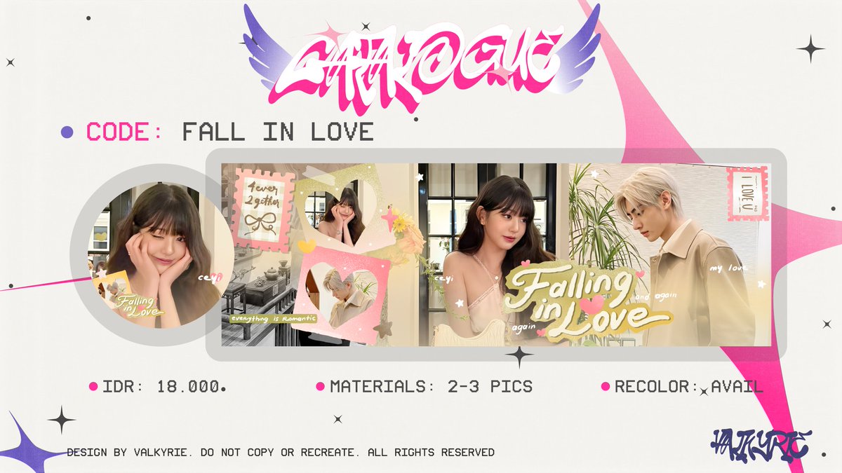valkyriue's tweet photo. haii mentemen! aku mau buka lapak optip untuk jajan katalog baruku yaitu "fall in love" (halu &amp; cp) dan "not cute" 😳🫳

💌: yang mau boleh reply di bawah ini ya pakai foto + nama katalog yang kalian mauuu. buat detailnya bisa cek ALT okaaai! makacii #zonauang #zonajajan https://t.co/2ZokAk7FYx