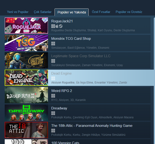 GeeklikOtesine's tweet image. "3 ayda yaparız ya" diye yola çıkıp 3 yıldır geliştirdiğimiz Dead Engine, bugün 18:00'de erken erişime açılıyor.

Şu anda Steam'de Popüler ve Yakında sekmesinde oyunumuzu görebilirsiniz. 
Nerdeyse 10.000 kişi istek listesine ekledi, teşekkür ederiz.

Bu oyunları sevdiysen…