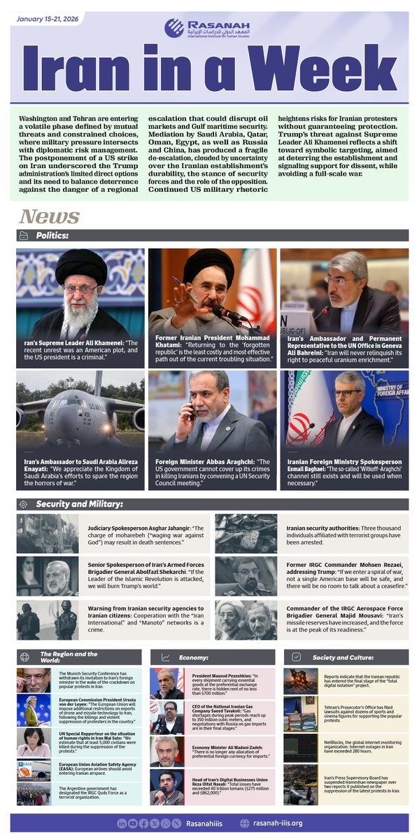 rasanahiiis's tweet image. Infographic | This week’s takeaways from the #Iranian press. #IranInAWeek