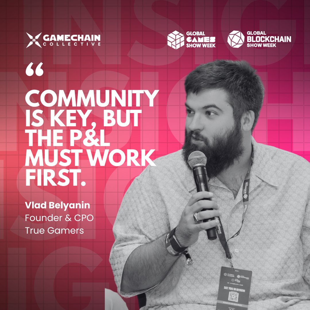 GameChainCo's tweet photo. "I may say many many times about community, social, but this is a business. Yes, of course at first P&amp;L must work."  

A vital reality check from Vlad Belyanin of @TrueGamersWorld.   

Heart and spreadsheet must align.  #GBS2025 #GGS2025 https://t.co/dYRp46Wq13