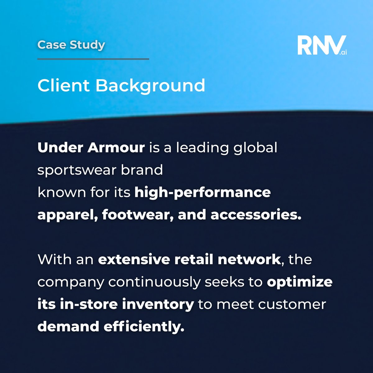 RnvAnalytics's tweet photo. Case Study | https://t.co/zFeeeF7hxH &amp; Under Armour

At scale, inventory management isn’t just about stock levels.
It’s about having the right product in the right store at the right time.

Across its retail network, Under Armour was facing store-level inventory imbalances. https://t.co/d4xVqLF3so