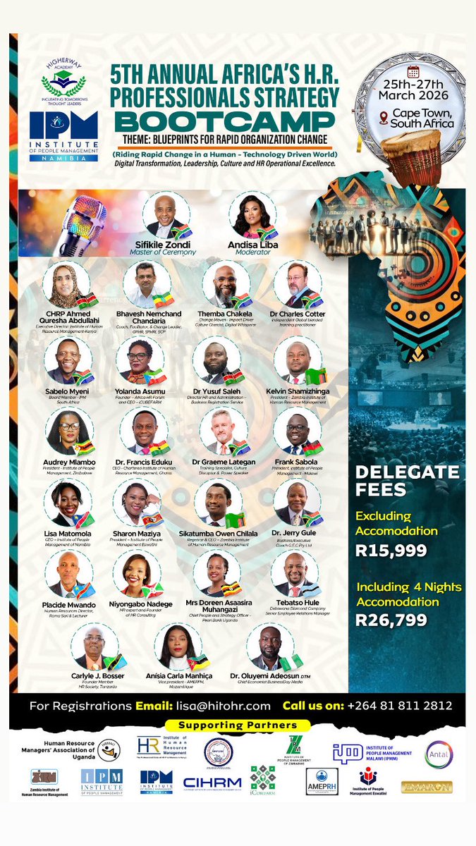 Join us in Cape Town from 25–27 March 2026 for Africa’s 5th HR Professionals Strategy Bootcamp. Big ideas, real conversations, future-ready HR.