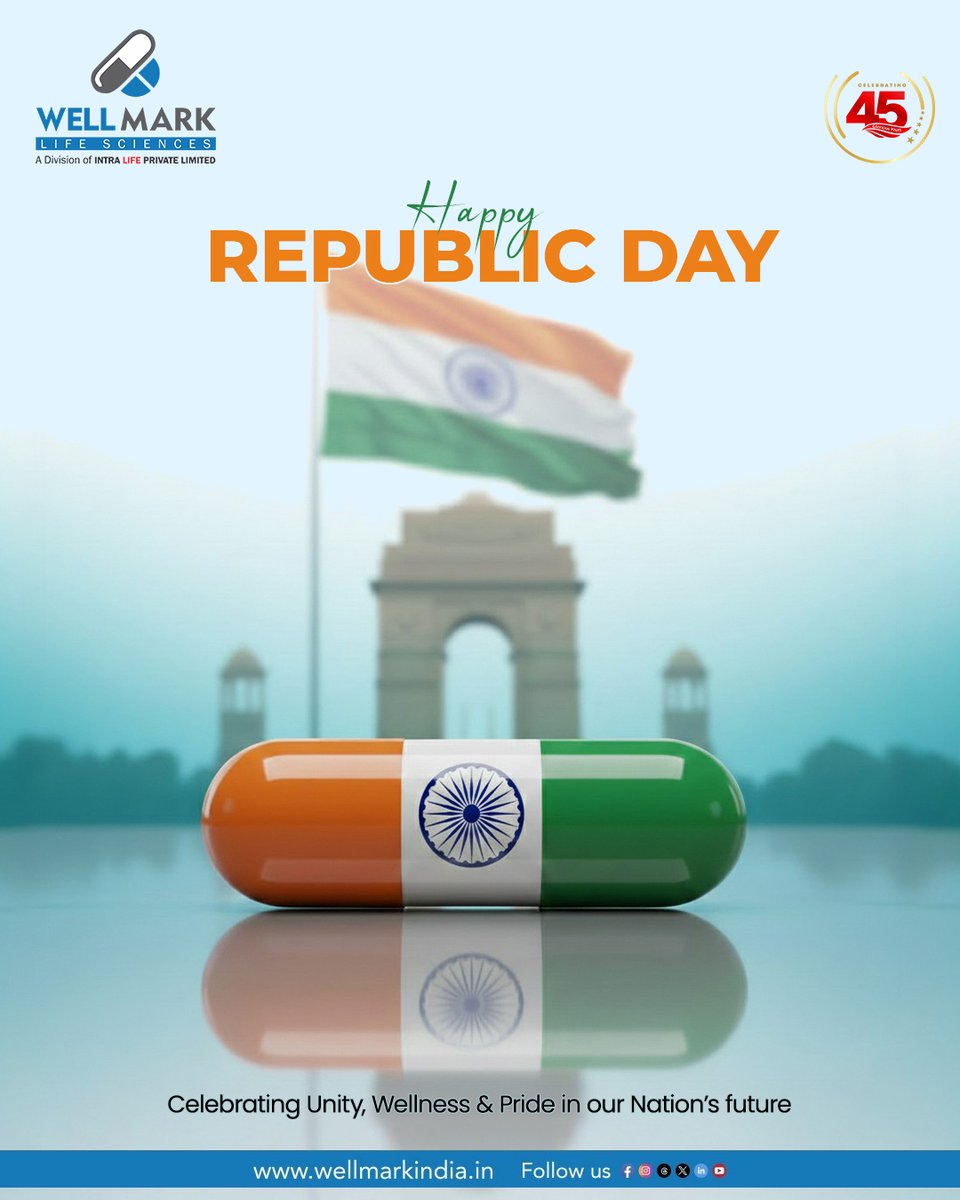 wellmarkindia's tweet image. Wishing everyone a proud Republic Day filled with unity, freedom, democracy, and national pride. Together we honor our Constitution and our future. Wellmark wishes a healthier, stronger India for all.

#wellmark #RepublicDay #RepublicDayIndia #ProudIndian #UnityInDiversity