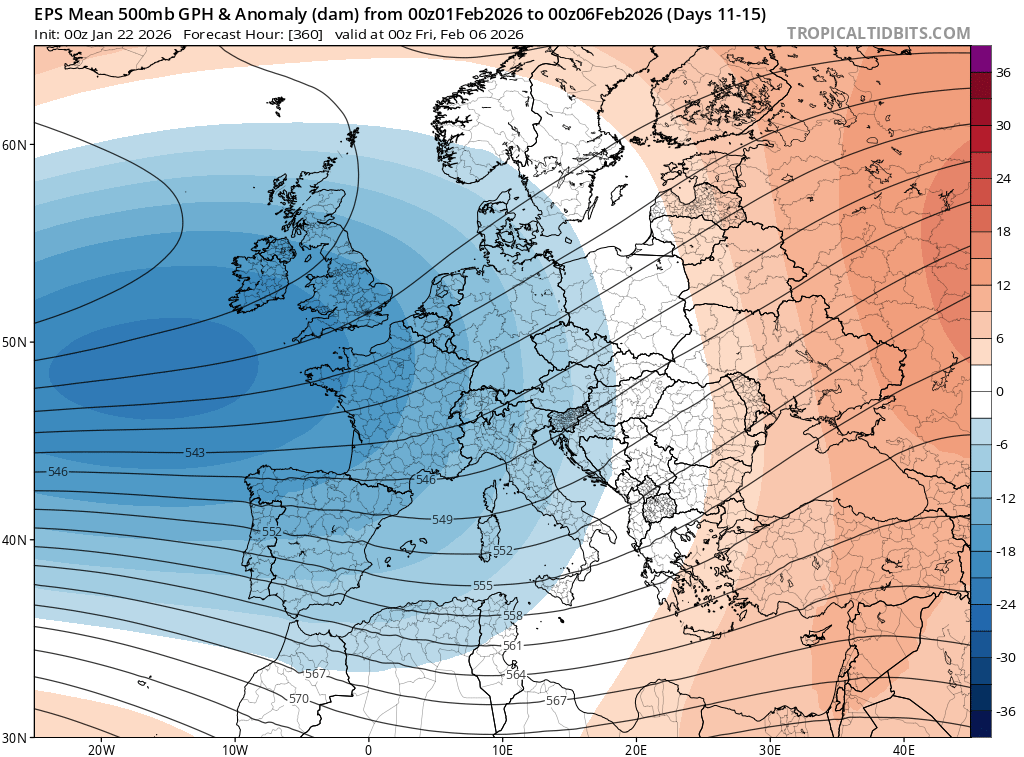 Impressionnant le diagramme de Hovmoller qui prévoit un régime perturbée pour l'Europe de l'ouest non-stop🫣 synoptique de circulation sous blocage complètement bloqué 🌧