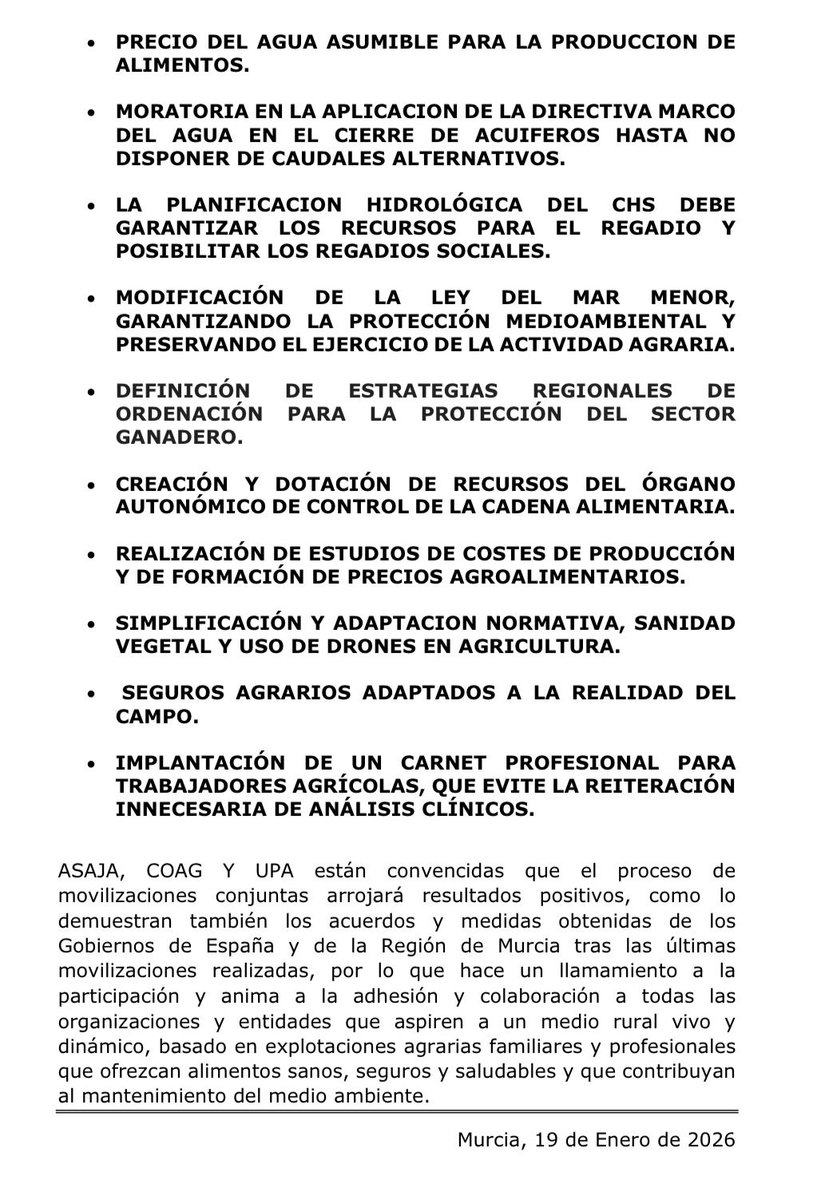 scrats_regantes's tweet image. 🔴 El SCRATS se suma la protesta del sector primario.

Desde el SCRATS respaldamos las movilizaciones convocadas por las organizaciones agrarias este 29 de enero en todo el Levante: Murcia, Alicante y Almería.