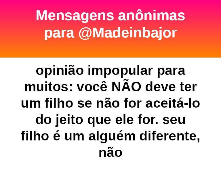 madeinbajor's tweet photo. Opinião impopular 
Sobre ter filhos.  #bajo32045 https://t.co/cQLzraPgzz