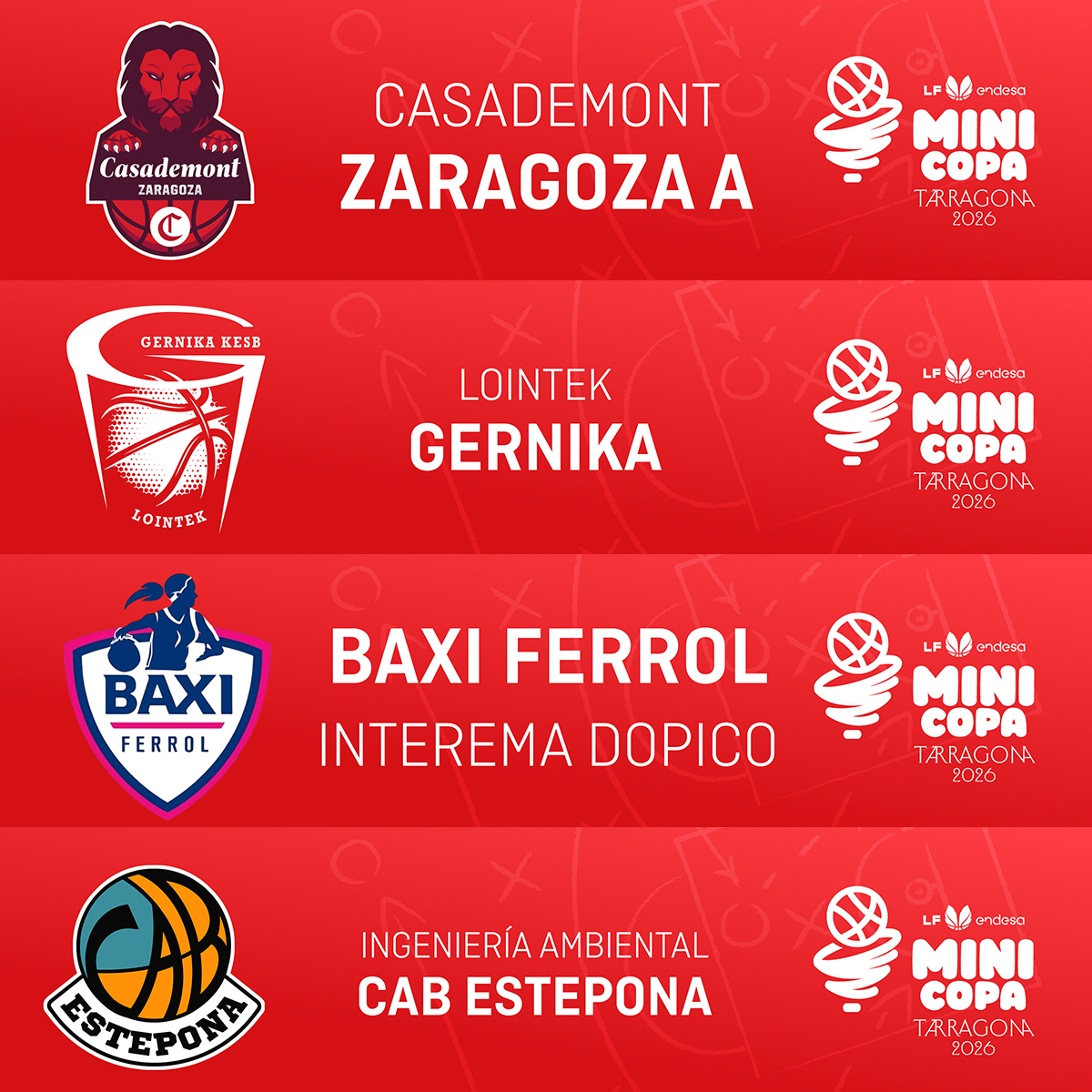 CompeticionFEB's tweet photo. 🏆 Sorteo #MinicopaLFEndesa: El debutante llega desde el Sur

✅ 𝗚𝗥𝗨𝗣𝗢 🅑
1⃣ Casademont Zgz ➡️ @CasademontZGZ
2⃣ Lointek Gernika ➡️ @GKesb
3⃣ BAXI Ferrol Interema Dopico ➡️ @UniFerrol
4⃣ Genal IyP CAB Estepona ➡️ @CABESTEPONA

📝 Más información ⬇️
https://t.co/wrCYMEgkRZ https://t.co/j8CMhYHs5d